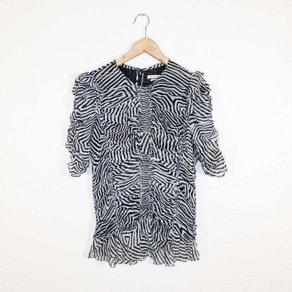 Isabel Marant Etoile Women's Ruched Tiered Silk Blouse Striped sz 42 - Picture 5 of 10